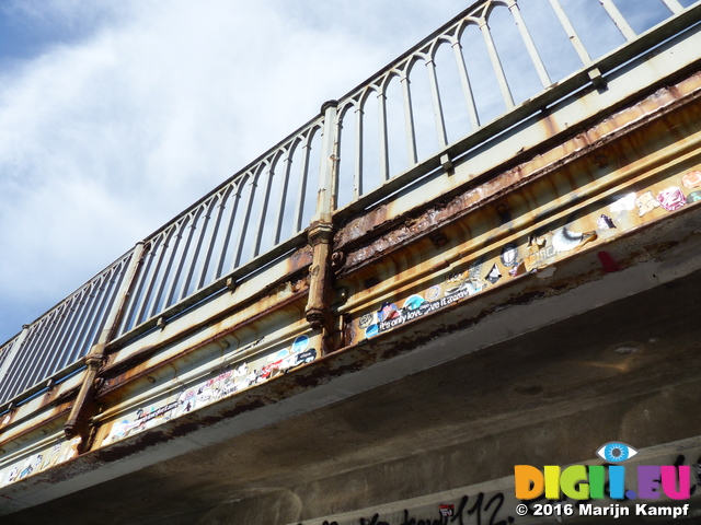 FZ031881 Rust and stickers on bridge